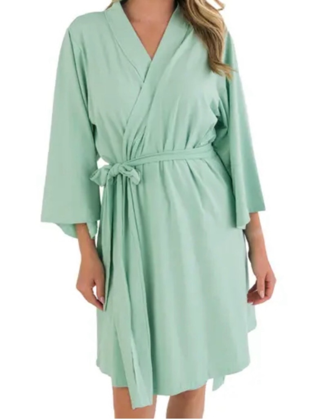 Women's Mint Wrap Robe with Self-Tie Belt